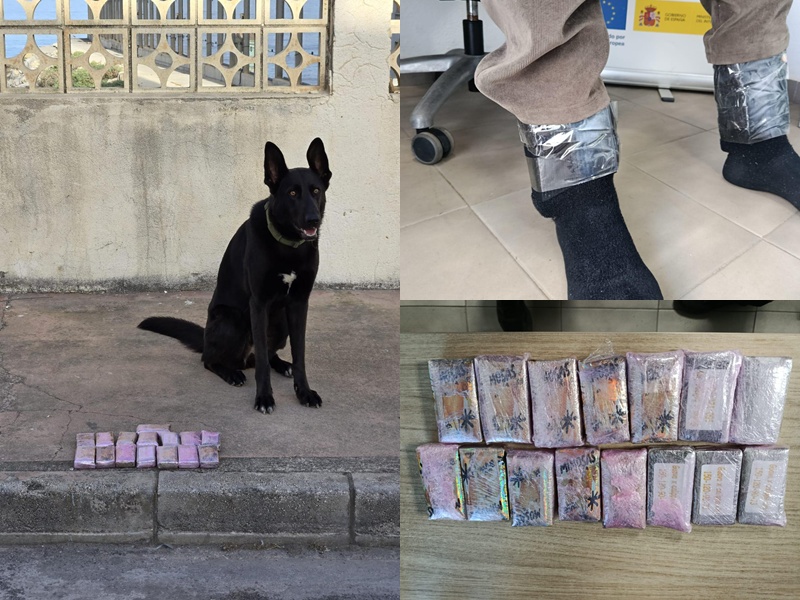 La Policía Nacional detiene en El Tarajal a un hombre con más de un kilo y medio de hachís adosado a los tobillos