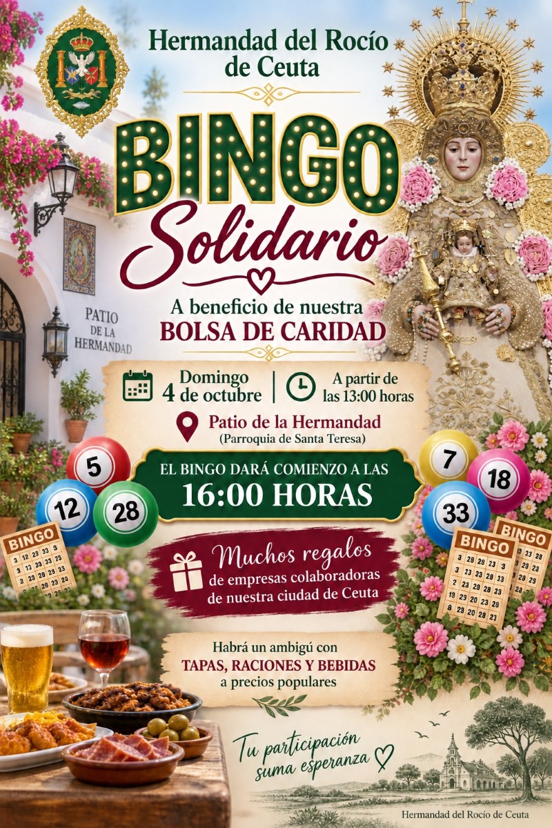 El Rocío de Ceuta organiza este domingo su tradicional Bingo Solidario