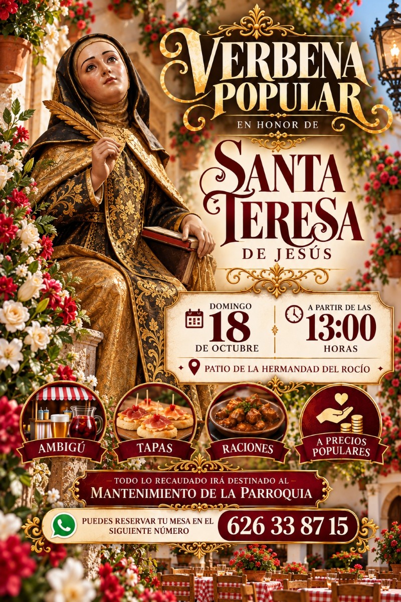 La parroquia de Santa Teresa celebra este domingo una verbena popular en honor a su patrona